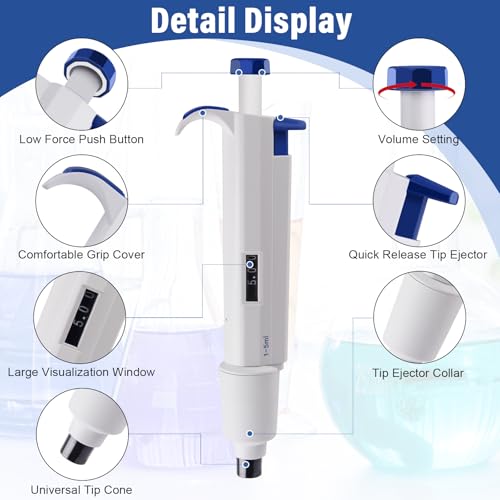 5 mL Micropipette, 1-5 mL Lab Single Channel Micro Pipettes - size: 1000-5000μl