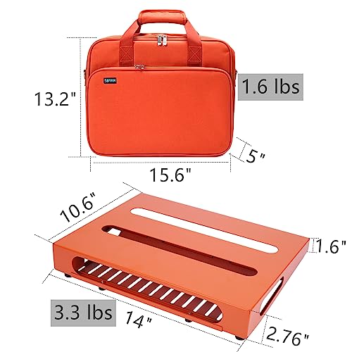14" x 10.6" Guitar Pedal Board with Power Supply Tray - color: Orange, size: 14" x 10.6"
