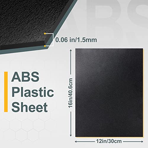 KINLINK 12" x 16" x 0.06" Black Abs Plastic Sheet Flexible Moldable 6 Pack - color: Black, size: 12x16-1.5MM