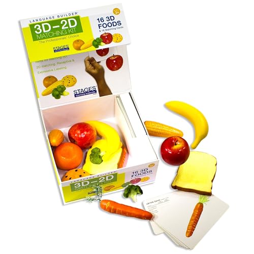 Stages Learning Language Builder 3D-2D Foods Matching Kit for Autism Education & Aba Therapy Flash Cards - style: Foods