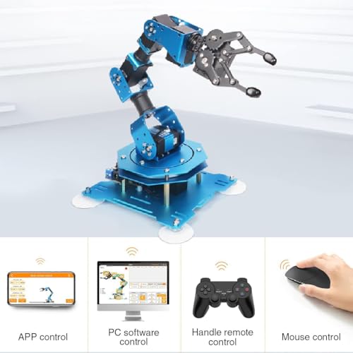 LewanSoul Robotic Arm for Arduino Coding Programming 6DOF STEM Educational Building Robot Arm Kits, 6 AXIS Full Metal Robotic Arm Wireless Controller/PC/App/Mouse Control (Assembled) - style: Assembled Hiwonder-xArm1S