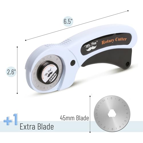 Mr. Pen- 45mm Rotary Cutter with 1 Extra Blade, Ergonomic Handle - color: Light Blue
