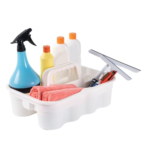 Matthew 3 Pack Large Plastic Tote Tool & Deluxe Supply Cleaning Caddy with Handle Portable Shower Basket Storage Caddy for Cleaning Products,Take-Out Drink,Bathrooms - White - color: White, size: Pack of 3