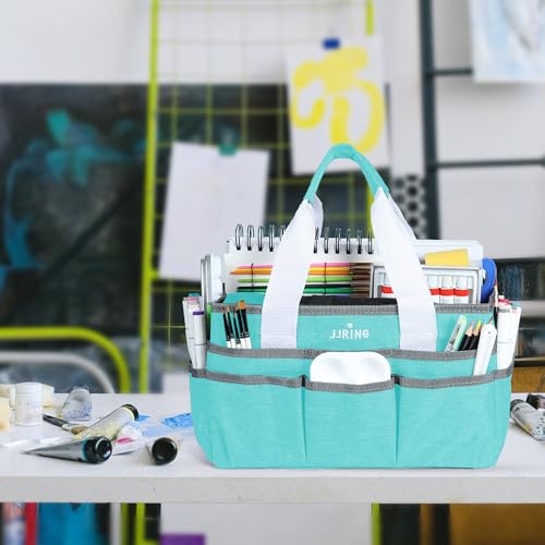JJRING Craft Organizer Tote Bag Art Storage Caddy Sky Blue - color: Sky Blue, size: Small