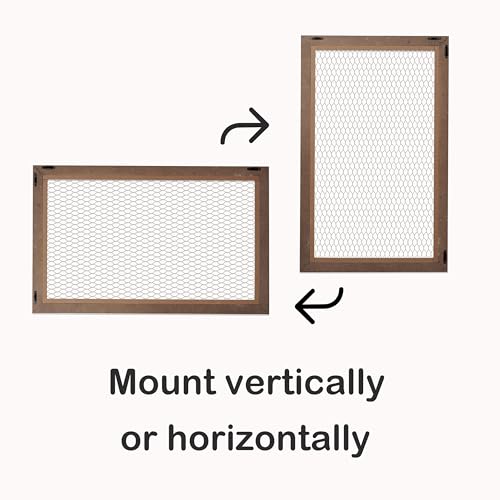 SOFE Chicken Wire White Framed Bulletin Boards, 18×29" Wood Grid Shelf - color: White