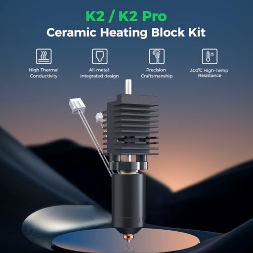 Creality Official K2/K2 Pro Ceramic Heating Block Hotend Kit, Unicorn Quick Swap K2 Nozzle Kit, 300°C High Temperature Resistant, All-Metal Integrated Kit for 3D Printer Creality K2 Combo - style: K2/K2 Pro