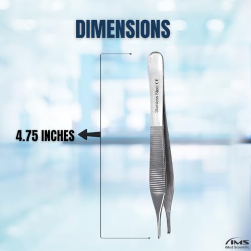 ADSON Forceps Tissue 1X2 Teeth ADSON Brown Forceps ADSON Dressing Forceps 4.75" Comes with Wide Handle Ridged Grip, Stainless Steel (Adson 1x2 Teeth + Serrations) - color: Adson 1x2 Teeth + Serrations