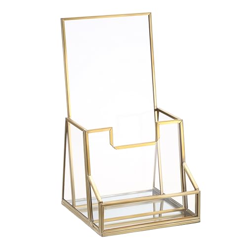 BTSKY Golden Glass Brochure Holder for 4" Wide Trifold Handouts