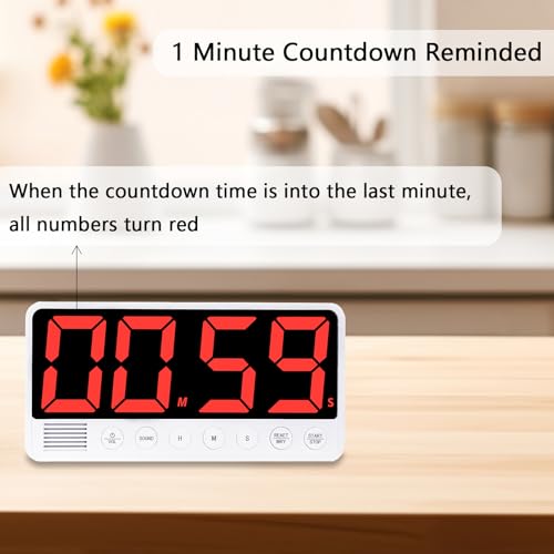 Digital Kitchen Timer with Extra Large LED Display Black - color: Black