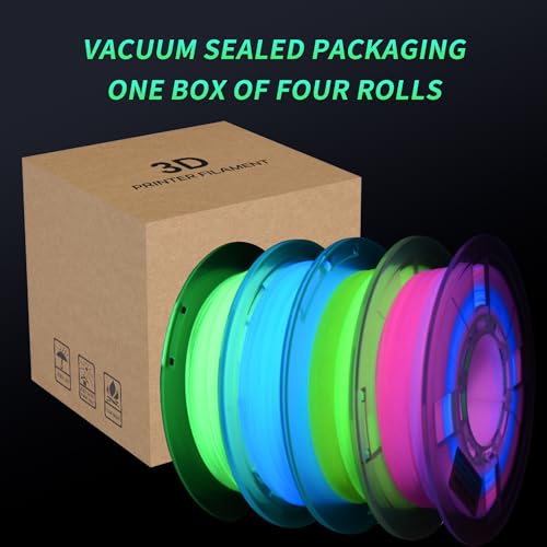 RAMBERY Glow in The Dark 3D Printer Filament Bundle Multicolour Blue Red Yellow Green PLA Filament 1.75mm Luminous 3D Printing Filament, 1.75mm 200gX 4 Spools (1.76 lbs) - color: Luminous Multicolour