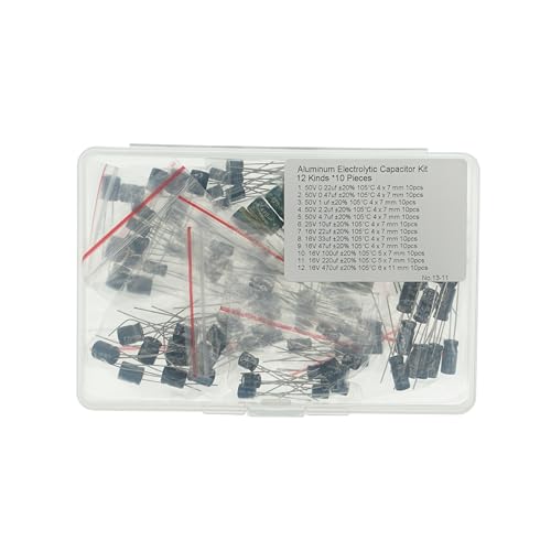 12 Values x 10 Pcs 16V-50V Electrolytic Capacitor 0.22uF-470uF
