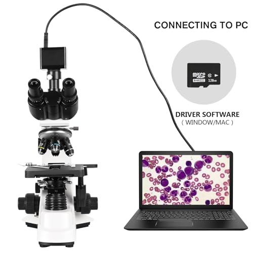 HSL 10-inch LCD Compound Trinocular Microscope,40x-2500x Professional Biological Microscopes for Adults Laboratory,2K Camera Digital Microscope LED WF10x WF16x WF25x eyepieces ABBE Condenser