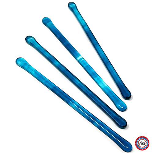 studioTica Handmade Glass Swizzle Sticks: Fluorescent Sea Blue, Set of 4 - color: Fluorescent Sea Blue