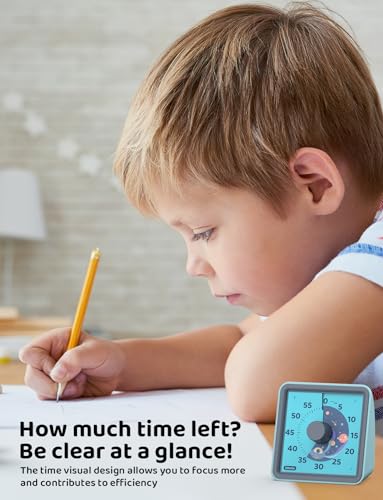 LIORQUE Visual Timer for Kids, 60 Minute Countdown Timer, Steel Blue - color: Steel Blue