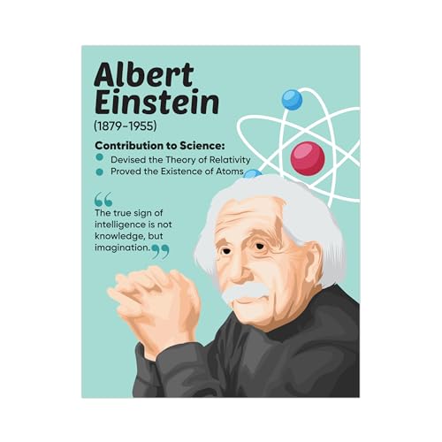 Decorably 12 Famous Scientist Science Posters for Classroom Decor, 11x14in
