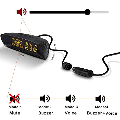 Parktronic 4 Parking Sensor Kit Backup Radar System 24V Distance Detection LCD Sound Warning for Truck Trailer Pickups RV Lorry Van