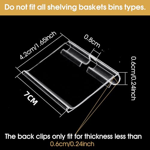 50pcs Labels for Storage Bins Plastic Label Clip, Basket Labels Clip On Wire Shelf Price Label Holder Merchandise Sign Display Holder, 50pcs Label Insert Included (2.76IN*1.57IN) - size: 2.76IN*1.57IN
