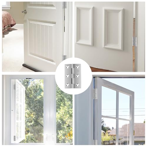 Stainless Steel 3 Inch Hinges for Door Window Wooden Box, 4 Pack - color: Silver, size: 4 PCS 3 x 2 Inch