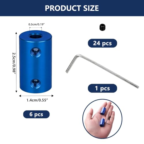6 Pcs 5mm to 5mm Rigid Shaft Coupler – Aluminum Alloy Motor Connector with 4-Screw+ Wrench Locking for 3D Printer & CNC - size: 5mm to 5mm