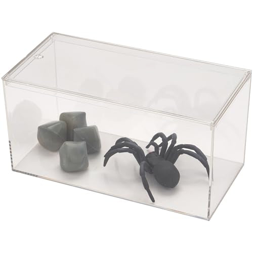 Pioneer Plastics 083CAQUA Clear Micro Habitat Terrarium, Tarantula Enclosure, Desktop Aquarium, 7.75" W x 3.75" D x 3.75" H, Pack of 4