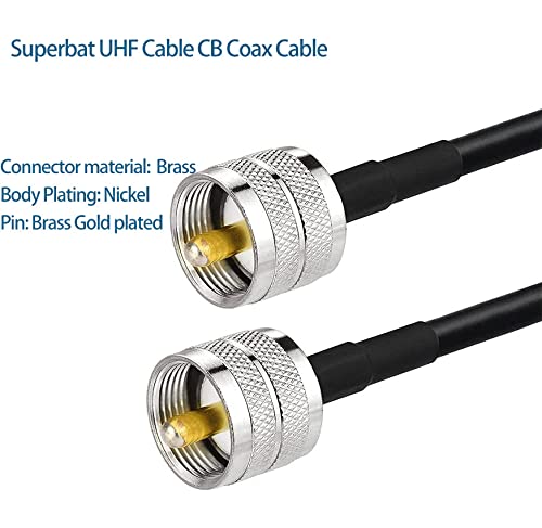 Superbat PL259 Coax Cable 15ft, UHF Male PL-259 CB Antenna Cable Extension RG58 Cable for HAM & CB Radio Antenna Analyzer Dummy Load SWR Meter etc. - size: 15 ft RG58 Cable
