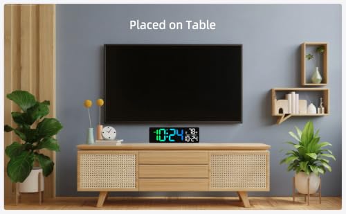 Large LED Digital Wall Clock with Date, Temperature, Auto-Brightness, Auto-DST | Big Digital Clock for Bedroom, Desk, Classroom, Living Room, Kitchen, Office, Gym, Farmhouse, Xmas Gift for Seniors - color: Rgb