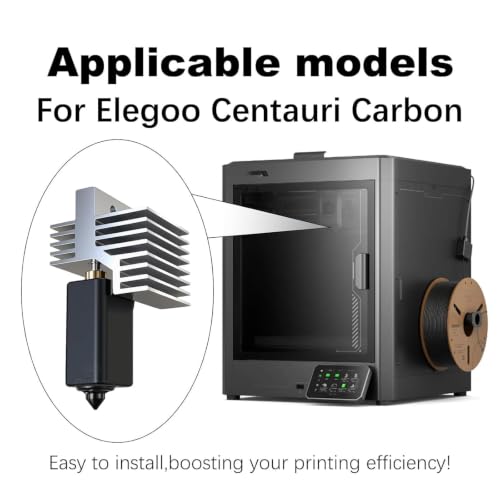 for Elegoo Centauri Carbon/CC hotend,pre-Instlled 0.4mm Hardened Steel Brass Nozzle,Heat Sink Installed,with 0.2mm,0.4mm,0.6mm,0.8mm Nozzle,Silicone Sock and Nozzle Wiper Centauri CNozzle