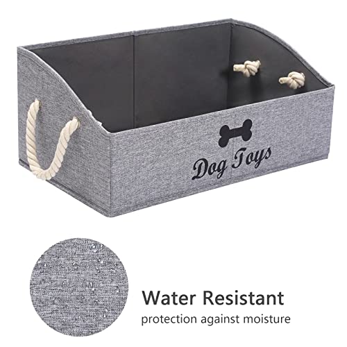 Geyecete Large Dog Toys Storage Bins-Foldable Fabric Trapezoid Organizer Boxes with weave Rope Handle,Collapsible Basket for Shelves(Snow Grey-DOG) - color: Snow Grey