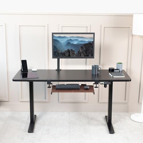 VIVO Dark Walnut Clamp-on 20 x 11 in Keyboard Tray, MOUNT-KB05ES-D - color: Dark Walnut, size: 20 inch