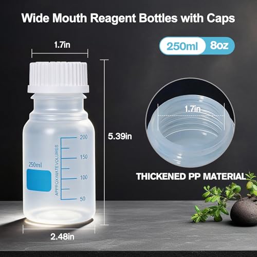 8oz/250ml Wide Mouth Plastic Bottles with Airtight Lids, 6 Sets - size: 8oz (250ml)