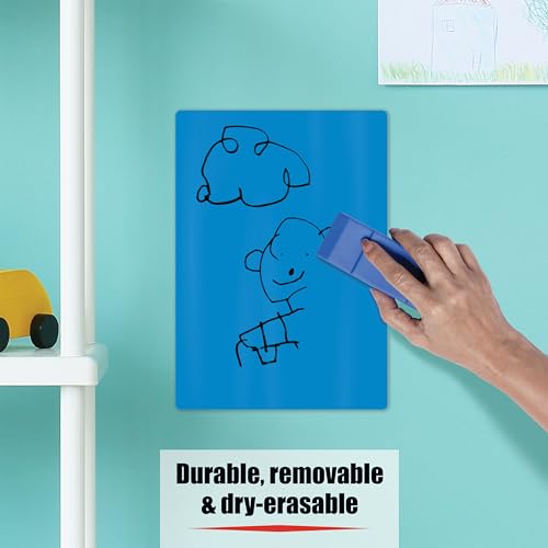 12 Pack Dry Erase Sheets, 8.3" x 11.7" (A4 Size) Wall Decals, 6 Assorted Colors, Easy to Remove, Washable Peel and Stick Vinyl Stickers for Classroom, Conferences, Events, by Better Office Products