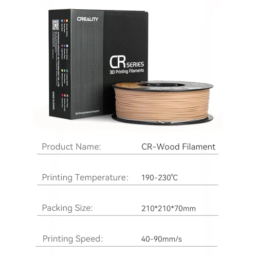 Official CREALITY Wood Filament PLA 1.75 mm, Wood 3D Printer Filament, More Than 30% Real Wood, Smooth Silk Texture, Toughness, 1kg(2.2lbs)/Spool 3D Printing Filament, for All FDM 3D Printers - color: Wood