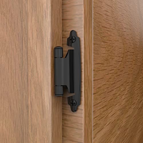 Chibery 1/2" Overlay Cabinet Hinges, 10 Pack Self Closing Flush Mount Hinges with Door Bumper, Variable Decorative Hardware for Bathroom, Furniture, Kitchen Cabinet Doors, Matte Black - color: Matte Black