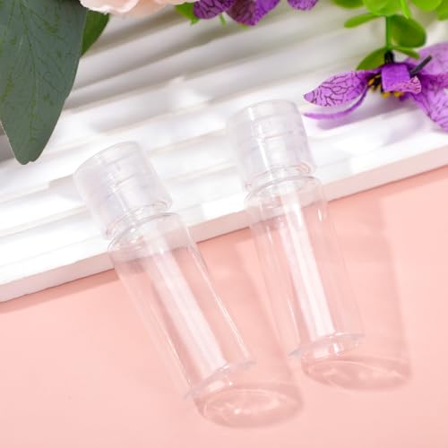 12 PCS Travel Size Empty Sample Containers with Flip Cap, 15ml/0.5oz Clear Plastic Mini Travel Bottles Make up Sample Containers Tiny Bottles for Emollient Water Shampoo Shower Gel Lotion