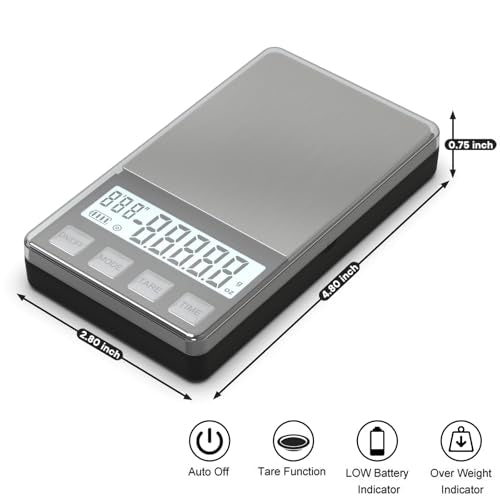 WEIGHTMAN Espresso Scale with Timer 1000g x 0.1g, Small Thin Coffee Scale - color: Black