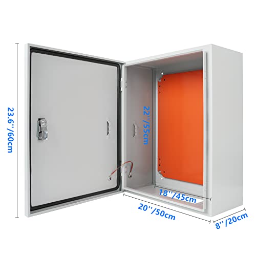 Cold Rolled Steel Electrical Box 23.6'' x 20'' x 8'' Indoor/Outdoor Thick Electrical Enclosure Box with Mounting Plate IP66 Weatherproof Anti-Rust and Anti-Corrosion (23.6'' x 20'' x 8'') - size: 23.6'' x 20'' x 8''