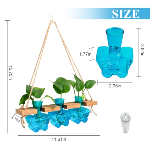 XXXFLOWER Plant Propagation Station Wall Hanging Butterfly Shaped Vase Blue - color: Blue-3 Butterfly Vase