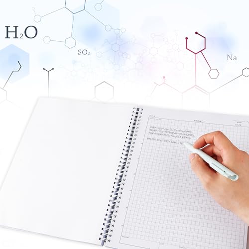 Yeplan Carbonless Lab Notebook - 8.5" x 11" Chemistry Notebook with 50 Sets of Pages, Science Grid Paper, Protective Translucent Cover & Wire-O Binding, for Students/Researchers