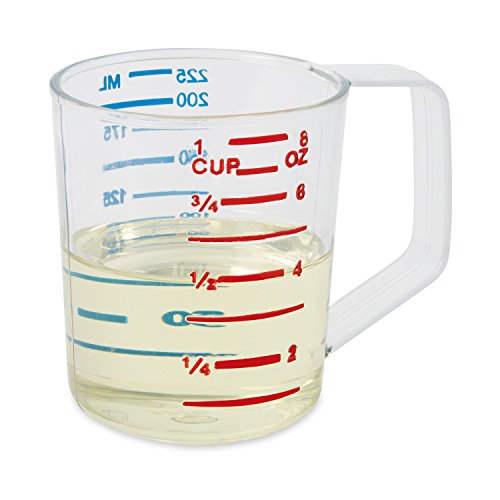Rubbermaid Commercial Products Bouncer Clear Measuring Cup, 1-Cup /0.25-Quart, Clear, Strong Food Grade, Easy Read for Liquid/Dry Ingredients, for Home/Professional Kitchen (Pack of 12) - size: 1/4 Qt (Pack of 12)