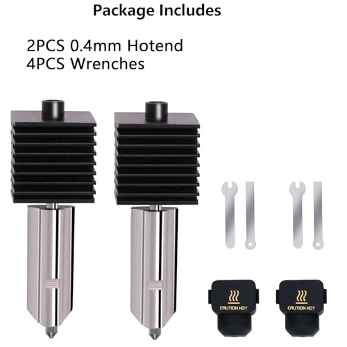 2PCS A1 Mini, A2L Upgrade Hotend Kit, 3D Printer Print Head Hot End Heating Block Kit with 0.4mm Hardened Steel Nozzle and Silicone Socks for Bambu Lab A1/A1 Mini/A2L - size: 0.4mm, style: 2 Pack