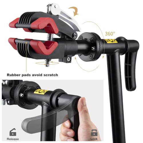 Bike Repair Stand with Cleaner, Shop Home Bicycle Mechanic Maintenance Rack - color: Black+Blue