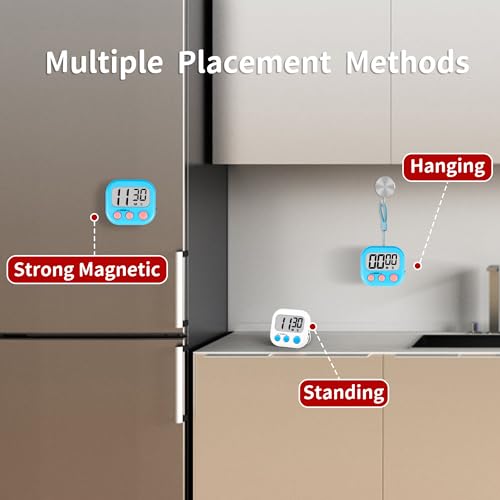 Timer for Kids Digital Kitchen Timers for Cooking- 2 Pack Blue White - color: Blue White