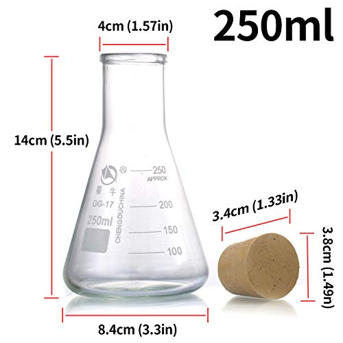 Glass Erlenmeyer Flask Set, (250 ml, 150 ml & 50 ml)