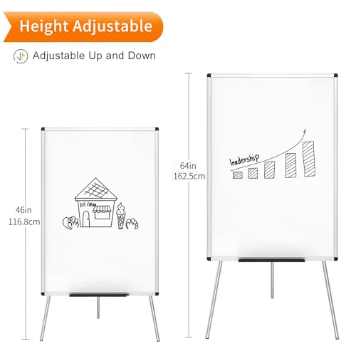 VIZ-PRO Whiteboard Easel, 36 x 24 Inches, Portable Tripod Dry Erase Board - size: 36 x 24 Inches - Board Only
