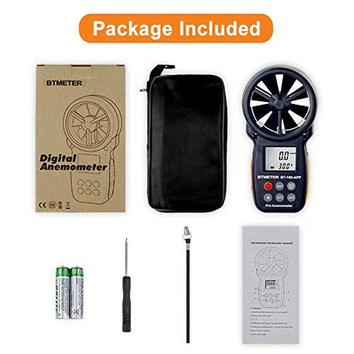 BTMETER BT-100APP Bluetooth Anemometer, Handheld Wind Speed Meter with App - color: BT-100APP Anemometer
