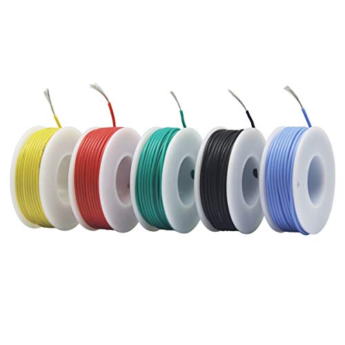 22 AWG Flexible Stranded Hook Up Wire - 100ft Tinned Copper, 300V PVC Insulated Electrical Cable for DIY Electronics, Automotive, Robotics, Soldering (5colors) - color: Box-1, size: 22AWG
