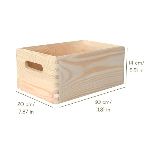 Creative Deco Large Wooden Crate Nesting Crate Handles - color: Beige, size: L