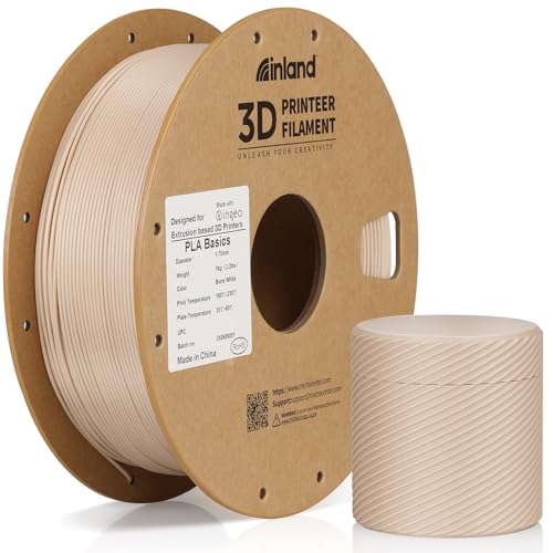 Inland PLA Basics Filament 1.75mm, 1kg Spool – Dimensional Accuracy ±0.02mm, Neatly Wound, Fits Most FDM 3D Printers (Bone White, 2 Pack) - color: 2kg Bone White