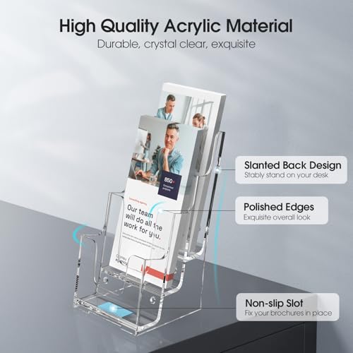 MaxGear 3 Tier Acrylic Brochure Holder, 4 Inch Wide, 2 Pack - size: 4"x9"-3 Tier