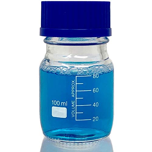 Karter Scientific 100ml Glass Round Media Storage Bottles with GL45 Screw Cap, Borosilicate Glass, 251X4 (Case of 6) - color: Pack of 6, size: 100ml